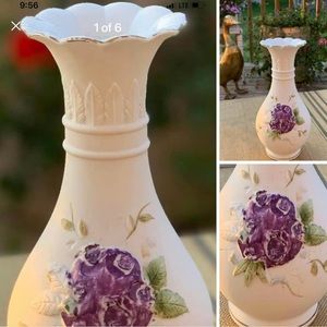 Lefton Bisque Floral Vase Vintage